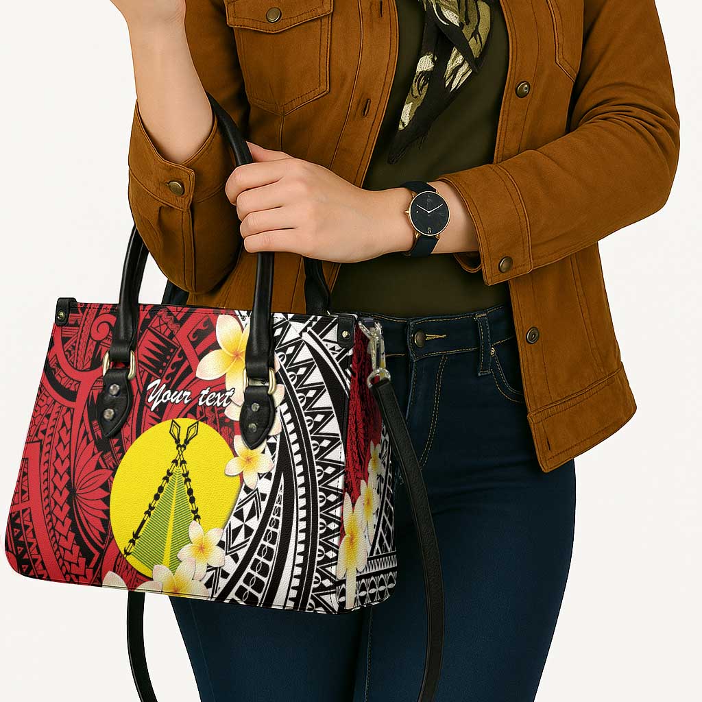 Sigave Chiefdom Wallis and Futuna Personalized Leather Bag Frangipani Flowers Polynesian Pattern - Polynesian Pride