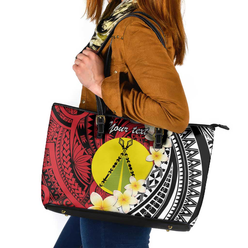 Sigave Chiefdom Wallis and Futuna Personalized Leather Tote Bag Frangipani Flowers Polynesian Pattern LT9 Red - Polynesian Pride