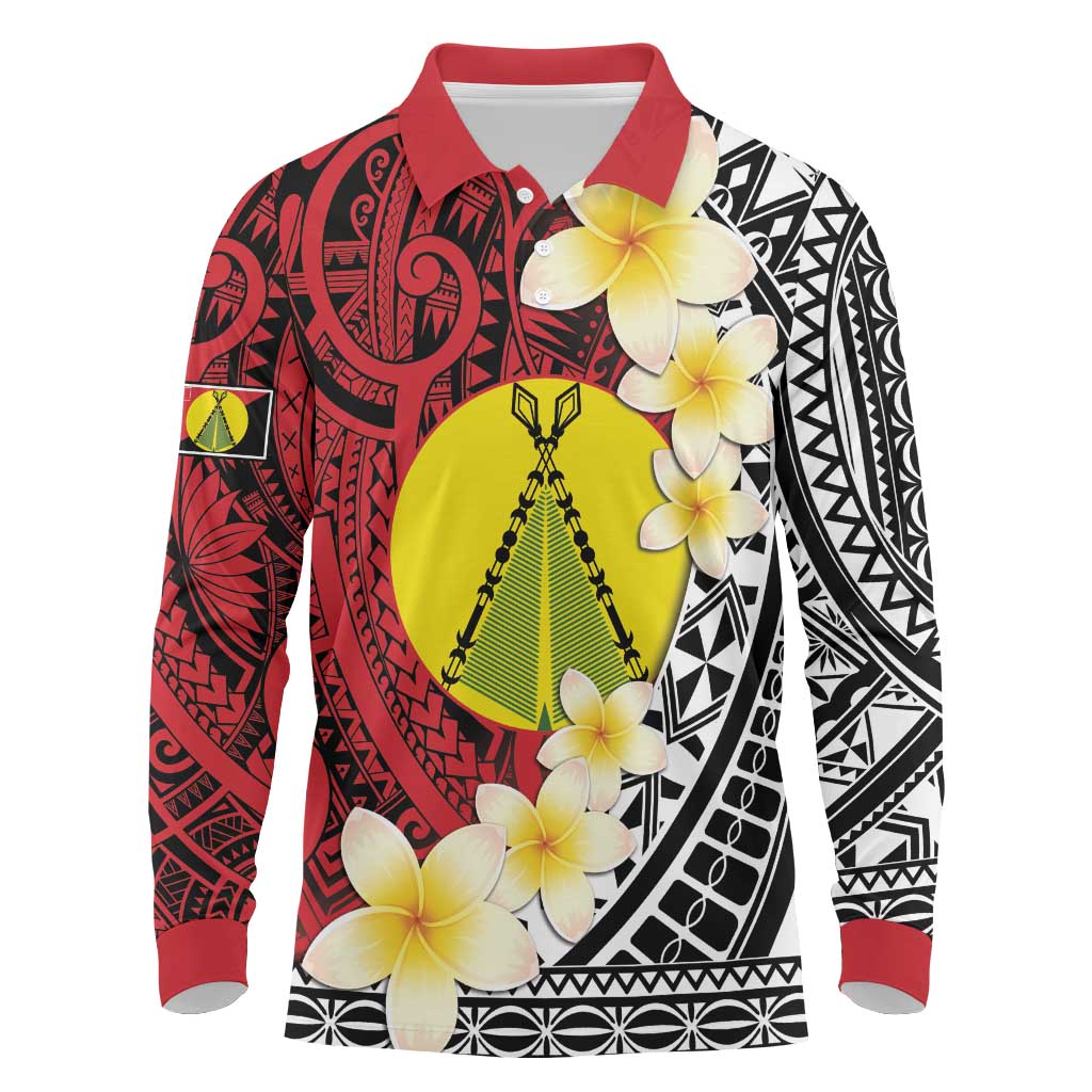 Sigave Chiefdom Wallis and Futuna Personalized Long Sleeve Polo Shirt Frangipani Flowers Polynesian Pattern LT9 Red - Polynesian Pride