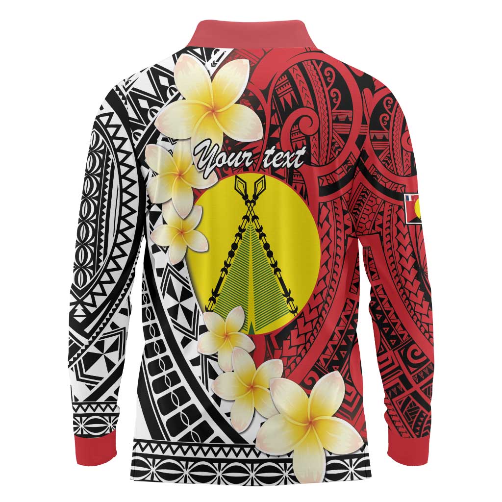 Sigave Chiefdom Wallis and Futuna Personalized Long Sleeve Polo Shirt Frangipani Flowers Polynesian Pattern