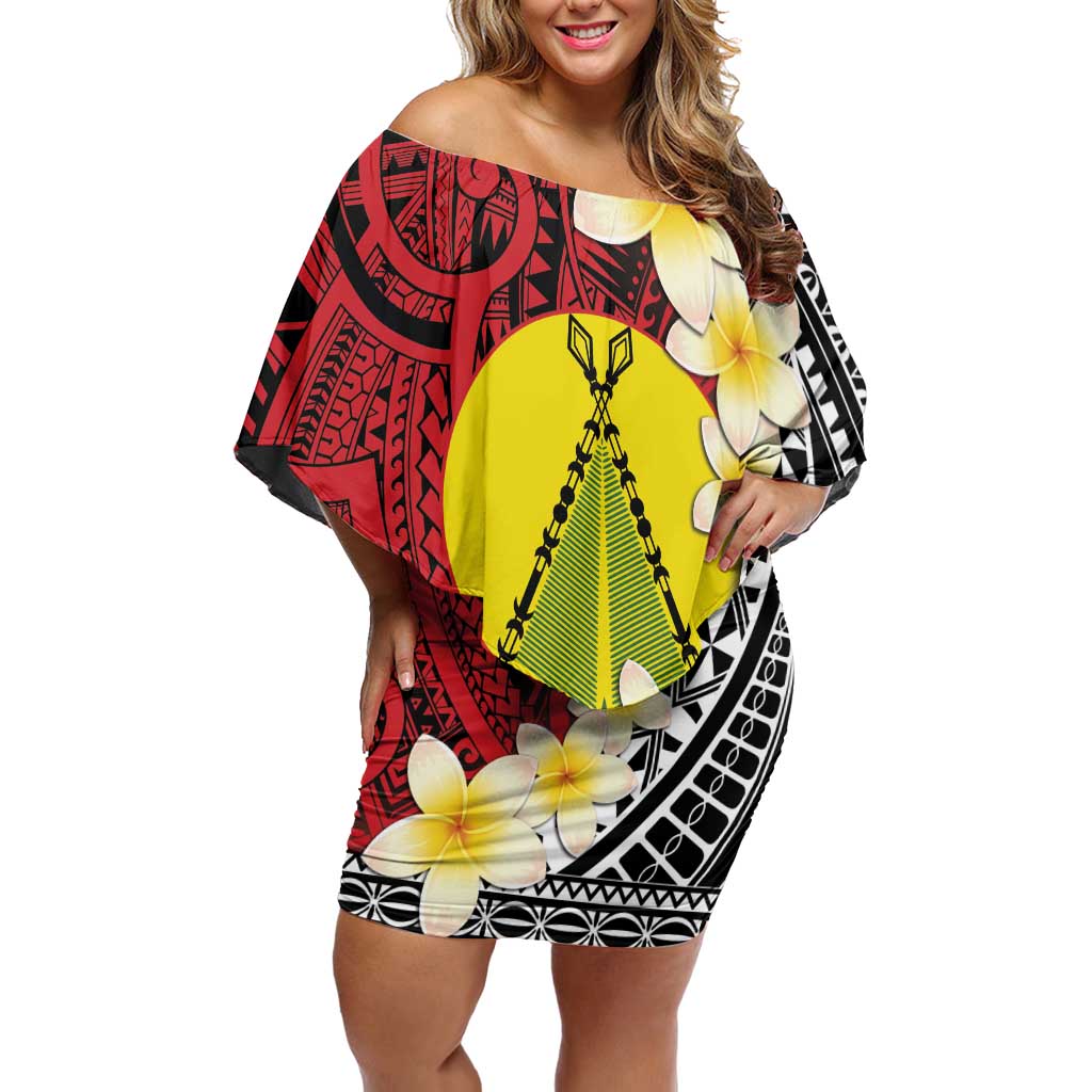 Sigave Chiefdom Wallis and Futuna Personalized Off Shoulder Short Dress Frangipani Flowers Polynesian Pattern