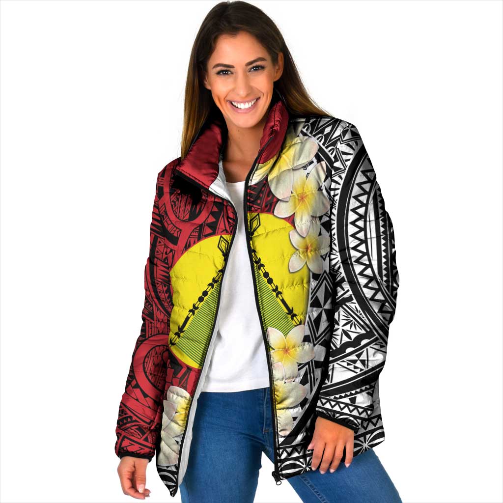 Sigave Chiefdom Wallis and Futuna Personalized Padded Jacket Frangipani Flowers Polynesian Pattern - Polynesian Pride