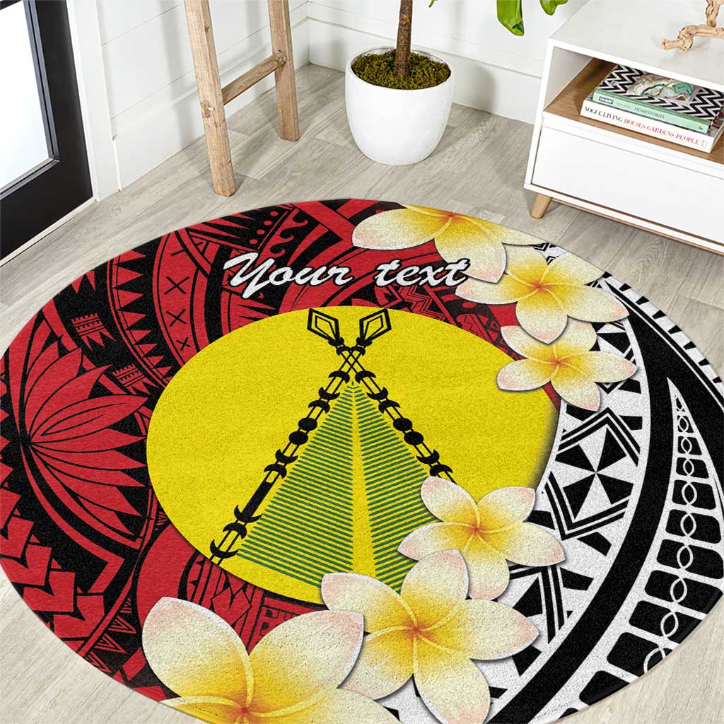 Sigave Chiefdom Wallis and Futuna Personalized Round Carpet Frangipani Flowers Polynesian Pattern LT9 Red - Polynesian Pride