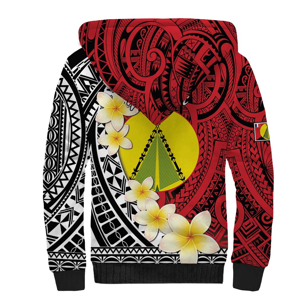 Sigave Chiefdom Wallis and Futuna Personalized Sherpa Hoodie Frangipani Flowers Polynesian Pattern