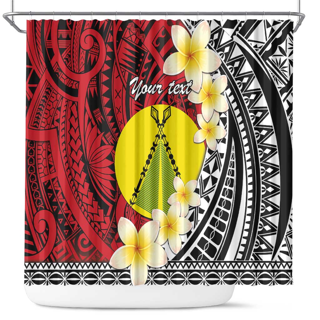 Sigave Chiefdom Wallis and Futuna Personalized Shower Curtain Frangipani Flowers Polynesian Pattern LT9 Red - Polynesian Pride
