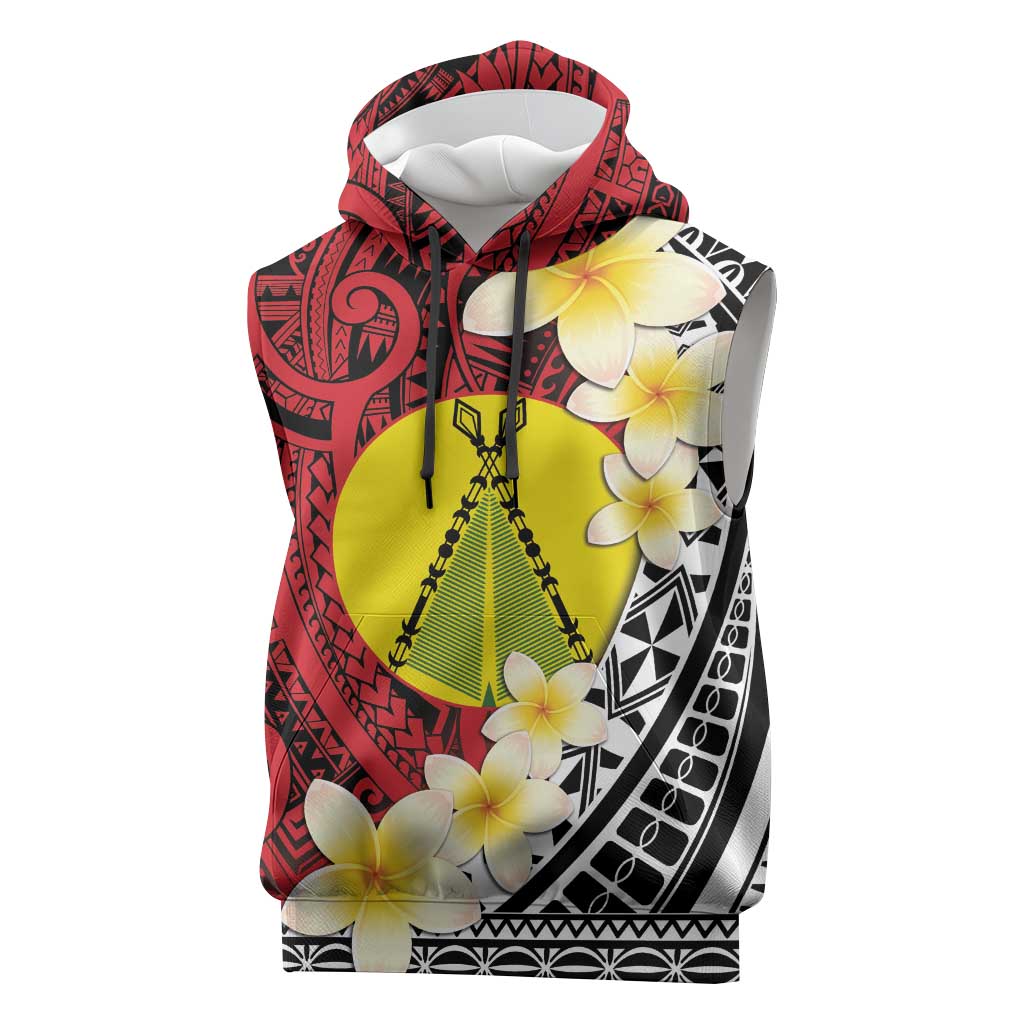 Sigave Chiefdom Wallis and Futuna Personalized Sleeveless Hoodie Frangipani Flowers Polynesian Pattern LT9 Red - Polynesian Pride