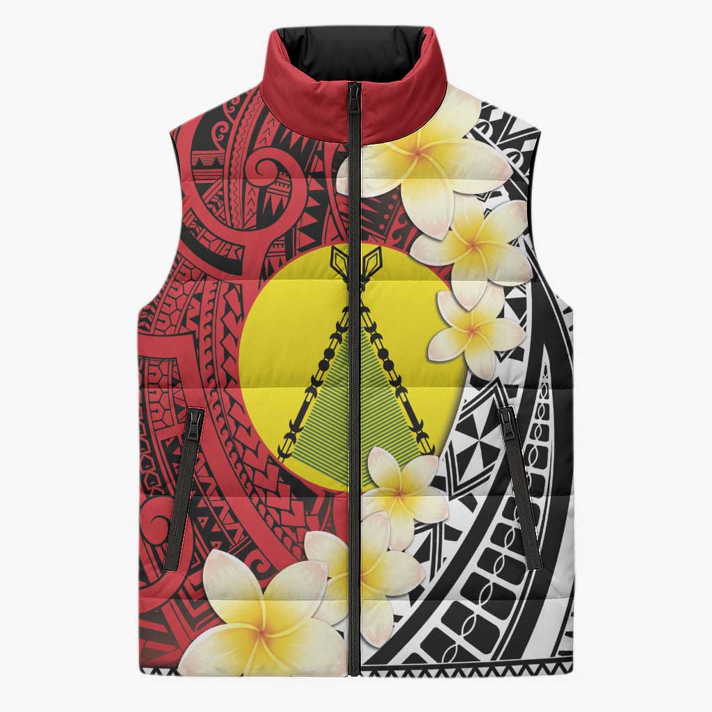 Sigave Chiefdom Wallis and Futuna Personalized Sleeveless Puffer Jacket Frangipani Flowers Polynesian Pattern LT9 Unisex Red - Polynesian Pride