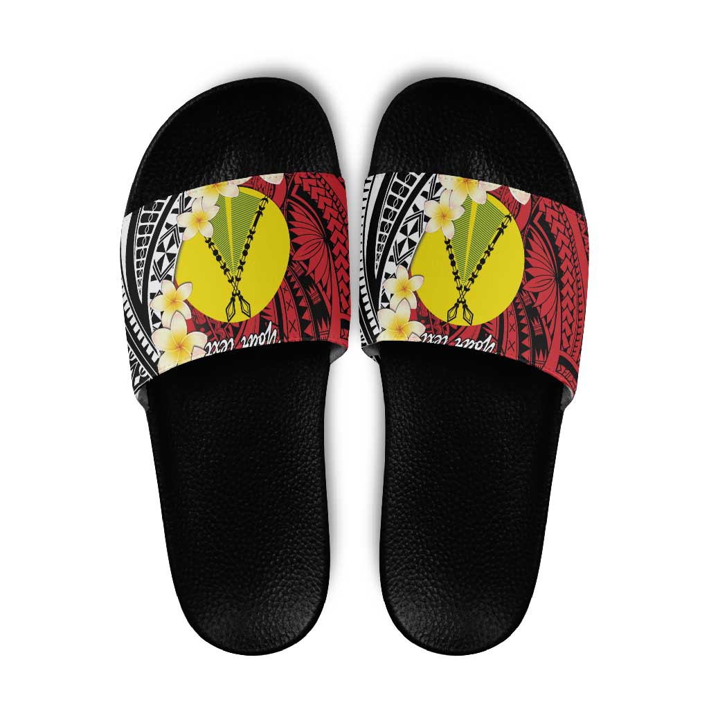 Sigave Chiefdom Wallis and Futuna Personalized Slide Sandals Frangipani Flowers Polynesian Pattern LT9 Red - Polynesian Pride