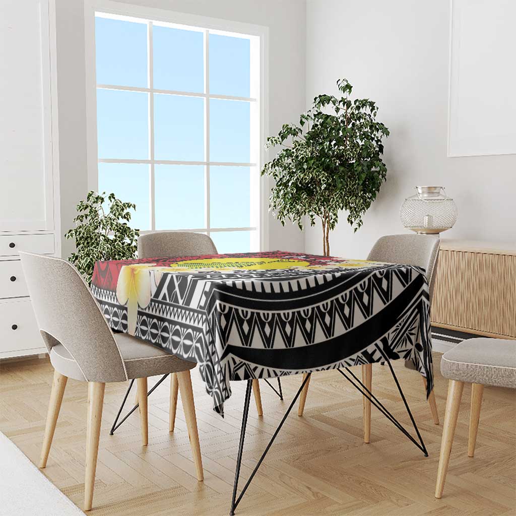 Sigave Chiefdom Wallis and Futuna Personalized Tablecloth Frangipani Flowers Polynesian Pattern