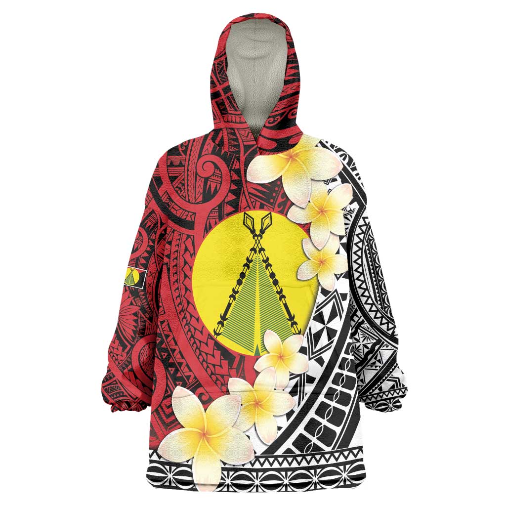 Sigave Chiefdom Wallis and Futuna Personalized Wearable Blanket Hoodie Frangipani Flowers Polynesian Pattern LT9 One Size Red - Polynesian Pride