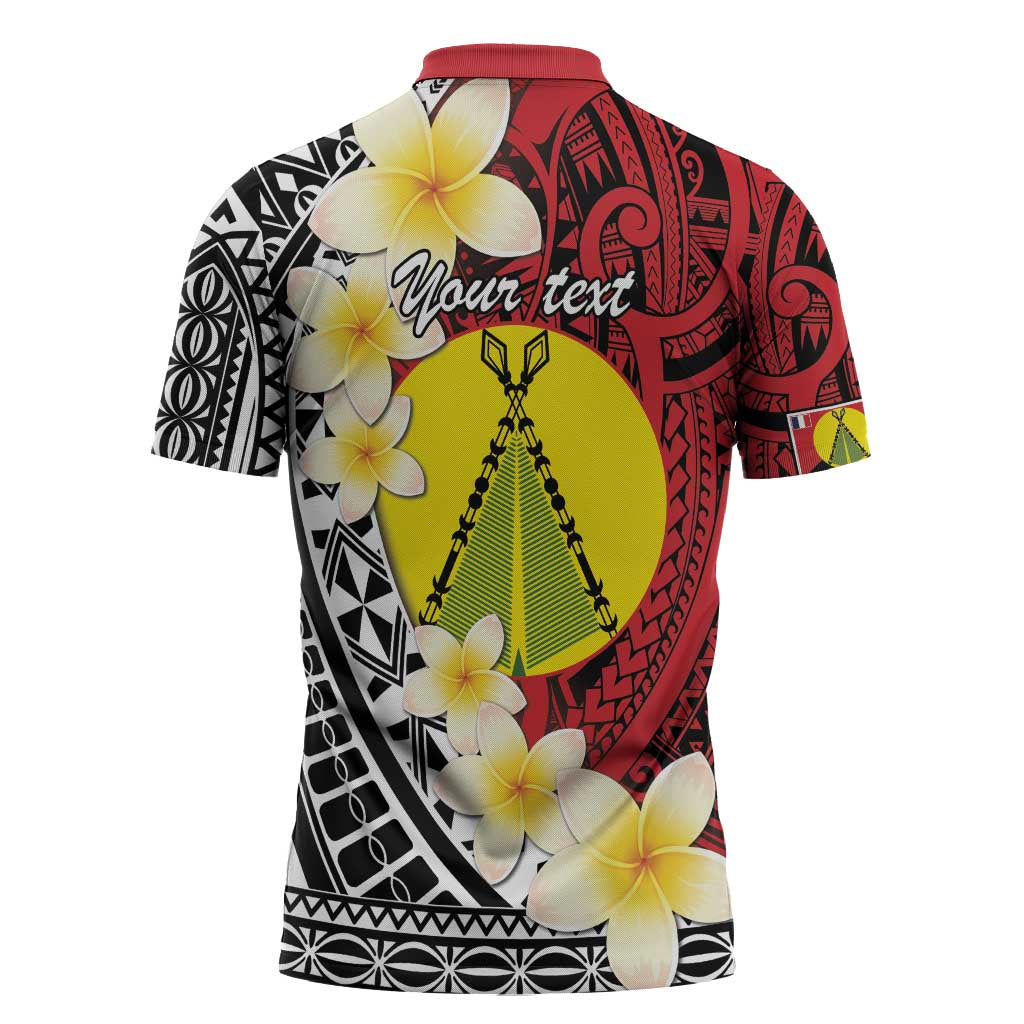 Sigave Chiefdom Wallis and Futuna Personalized Zipper Polo Shirt Frangipani Flowers Polynesian Pattern - Polynesian Pride