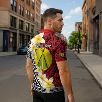Sigave Chiefdom Wallis and Futuna Personalized Zipper Polo Shirt Frangipani Flowers Polynesian Pattern - Polynesian Pride
