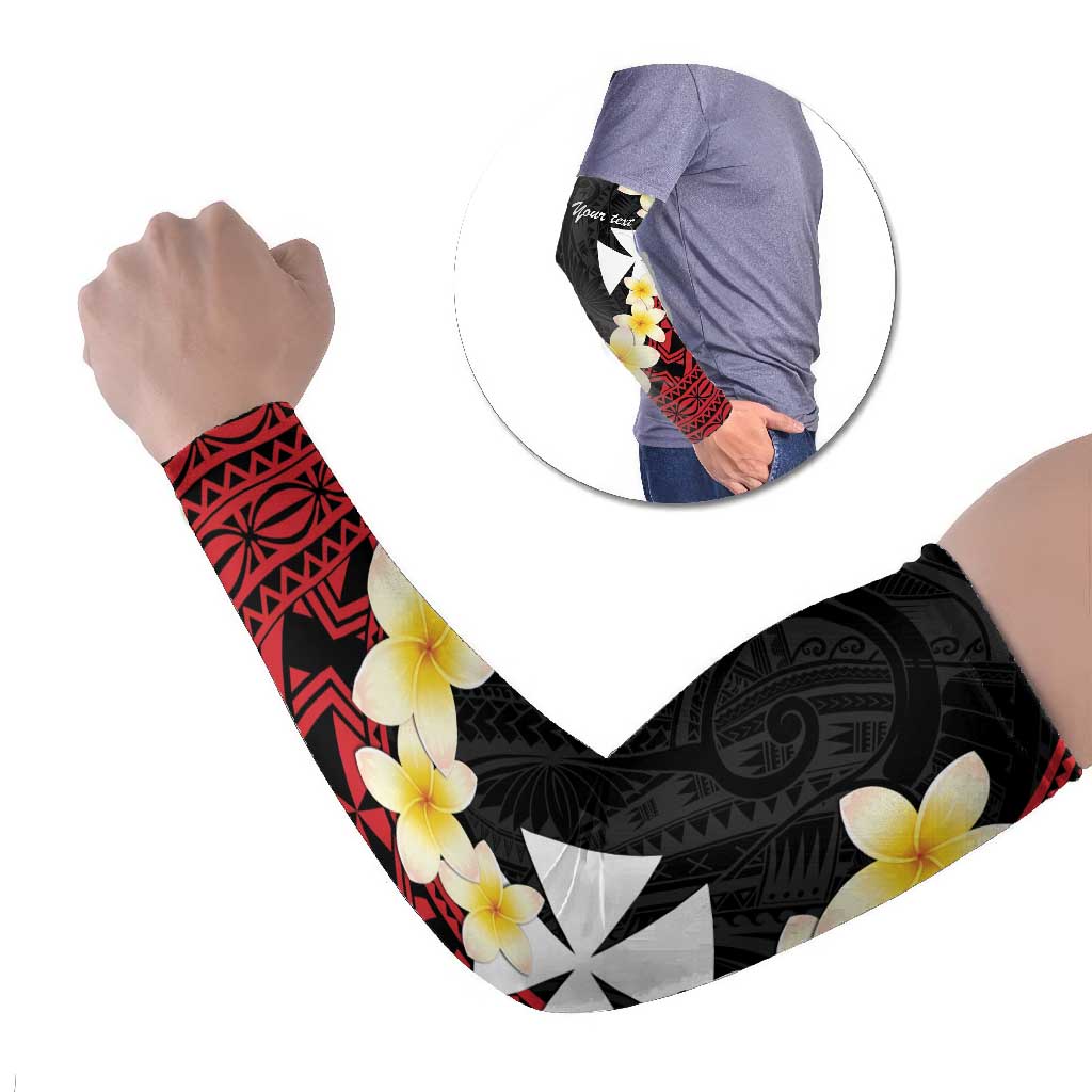 Uvea Chiefdom Wallis and Futuna Personalized Arm Sleeves Frangipani Flowers Polynesian Pattern LT9 Set of 2 Red - Polynesian Pride