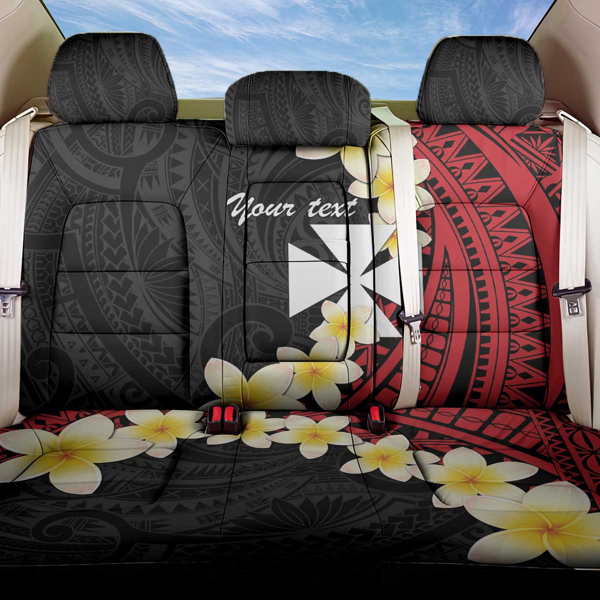 Uvea Chiefdom Wallis and Futuna Personalized Back Car Seat Cover Frangipani Flowers Polynesian Pattern