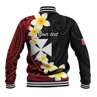 Uvea Chiefdom Wallis and Futuna Personalized Baseball Jacket Frangipani Flowers Polynesian Pattern