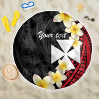 Uvea Chiefdom Wallis and Futuna Personalized Beach Blanket Frangipani Flowers Polynesian Pattern
