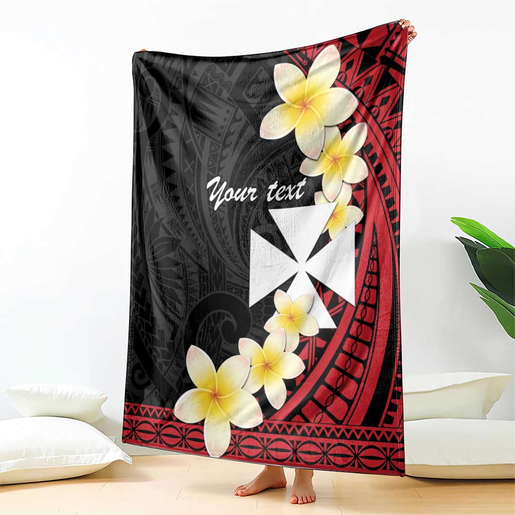 Uvea Chiefdom Wallis and Futuna Personalized Blanket Frangipani Flowers Polynesian Pattern