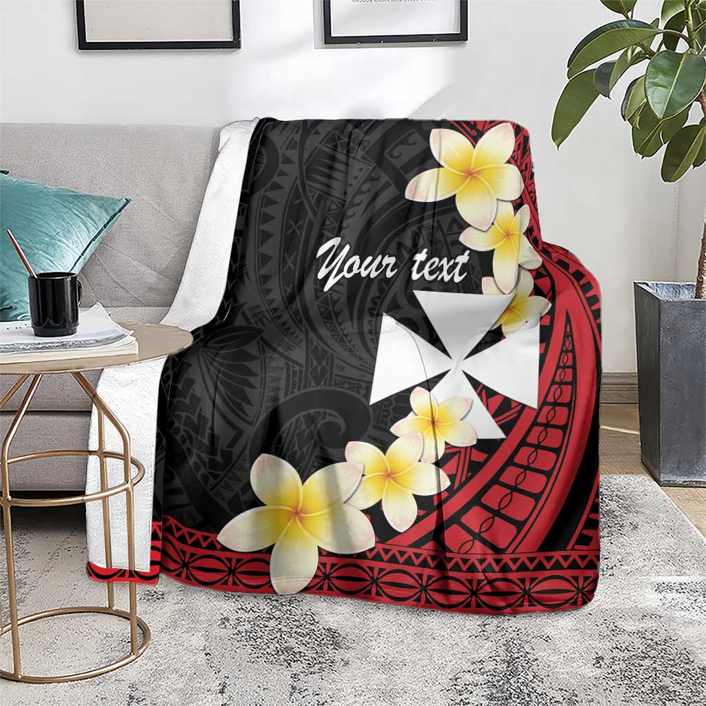 Uvea Chiefdom Wallis and Futuna Personalized Blanket Frangipani Flowers Polynesian Pattern