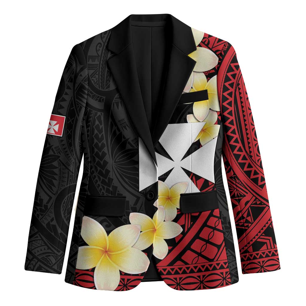Uvea Chiefdom Wallis and Futuna Personalized Blazer Frangipani Flowers Polynesian Pattern - Polynesian Pride