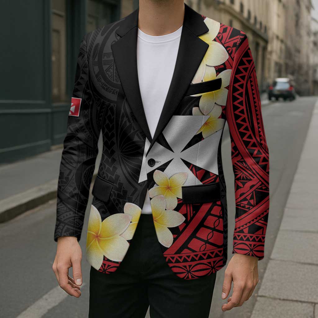 Uvea Chiefdom Wallis and Futuna Personalized Blazer Frangipani Flowers Polynesian Pattern - Polynesian Pride