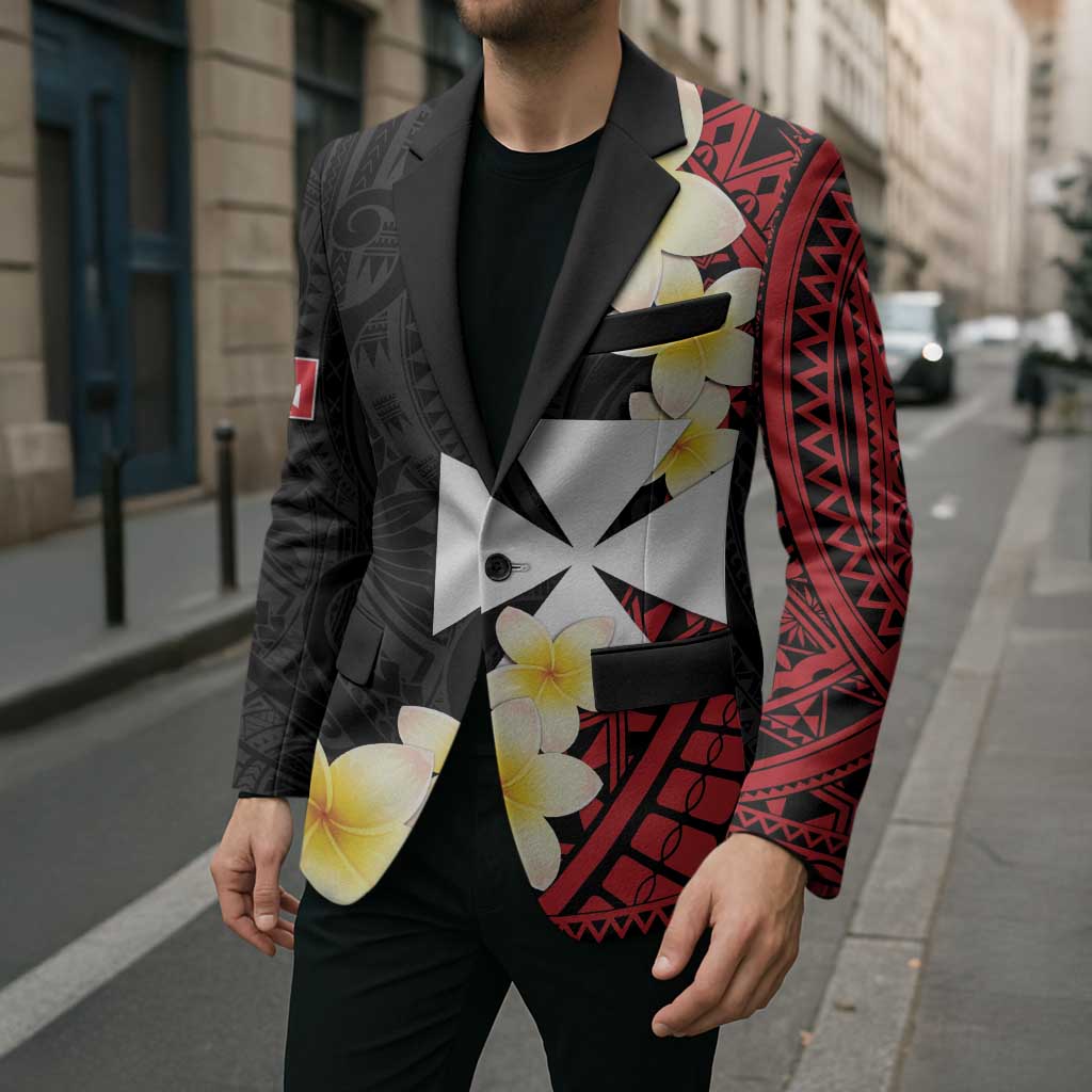 Uvea Chiefdom Wallis and Futuna Personalized Blazer Frangipani Flowers Polynesian Pattern - Polynesian Pride