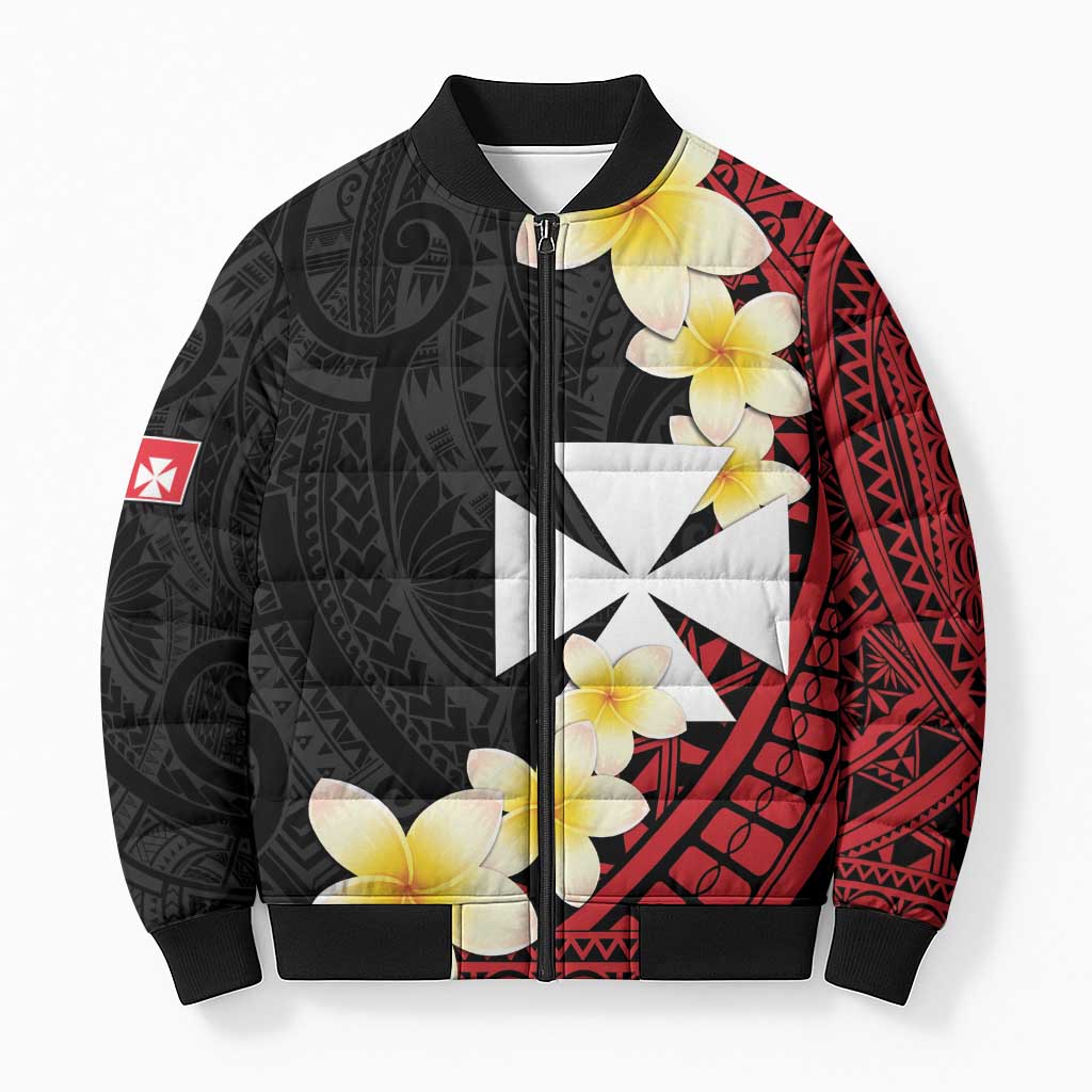 Uvea Chiefdom Wallis and Futuna Personalized Bomber Puffer Jacket Frangipani Flowers Polynesian Pattern LT9 Unisex Red - Polynesian Pride