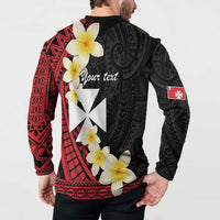 Uvea Chiefdom Wallis and Futuna Personalized Button Sweatshirt Frangipani Flowers Polynesian Pattern