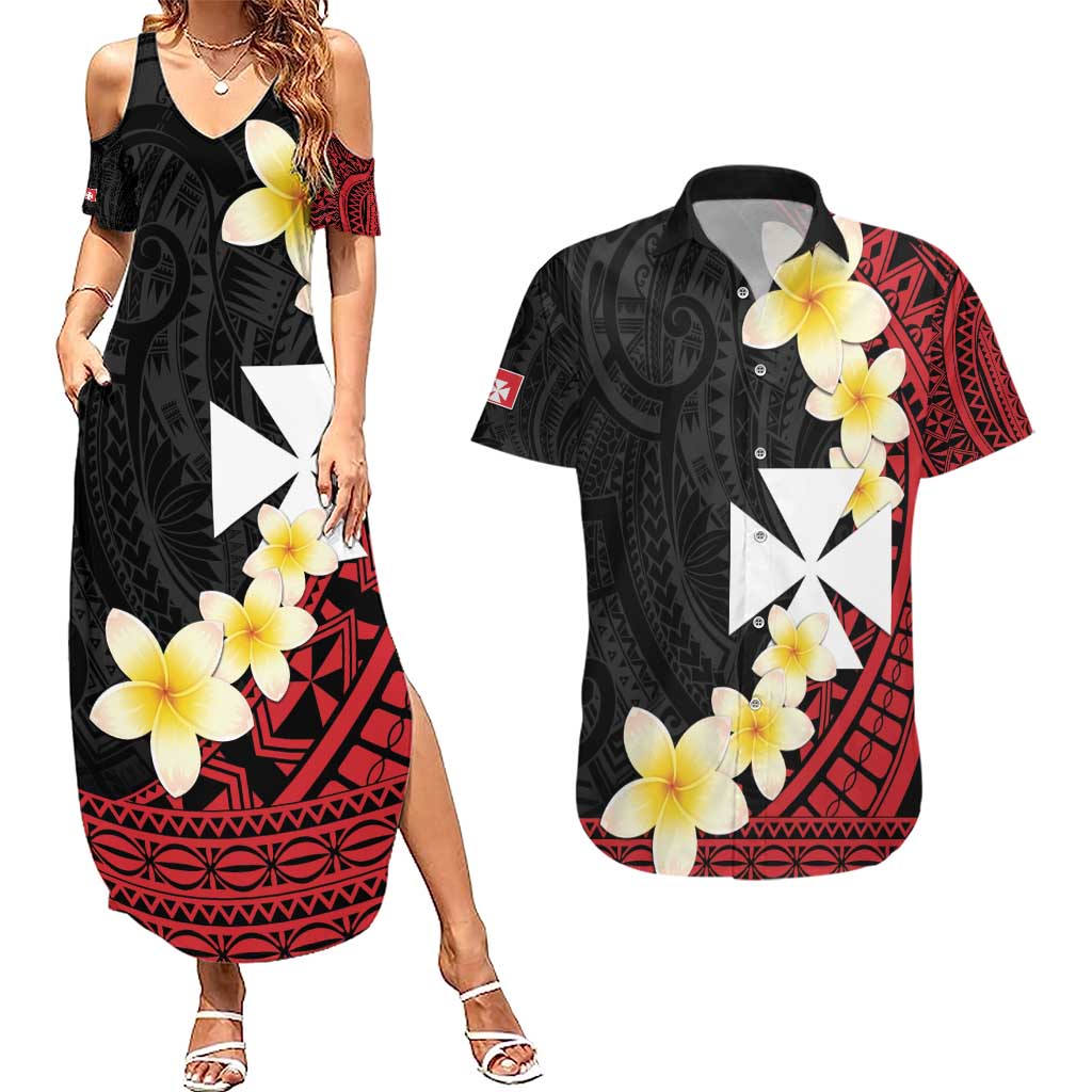 Uvea Chiefdom Wallis and Futuna Personalized Couples Matching Summer Maxi Dress and Hawaiian Shirt Frangipani Flowers Polynesian Pattern