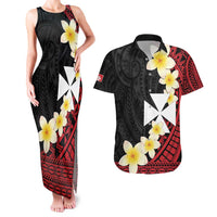 Uvea Chiefdom Wallis and Futuna Personalized Couples Matching Tank Maxi Dress and Hawaiian Shirt Frangipani Flowers Polynesian Pattern