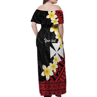 Uvea Chiefdom Wallis and Futuna Personalized Family Matching Off Shoulder Maxi Dress and Hawaiian Shirt Frangipani Flowers Polynesian Pattern