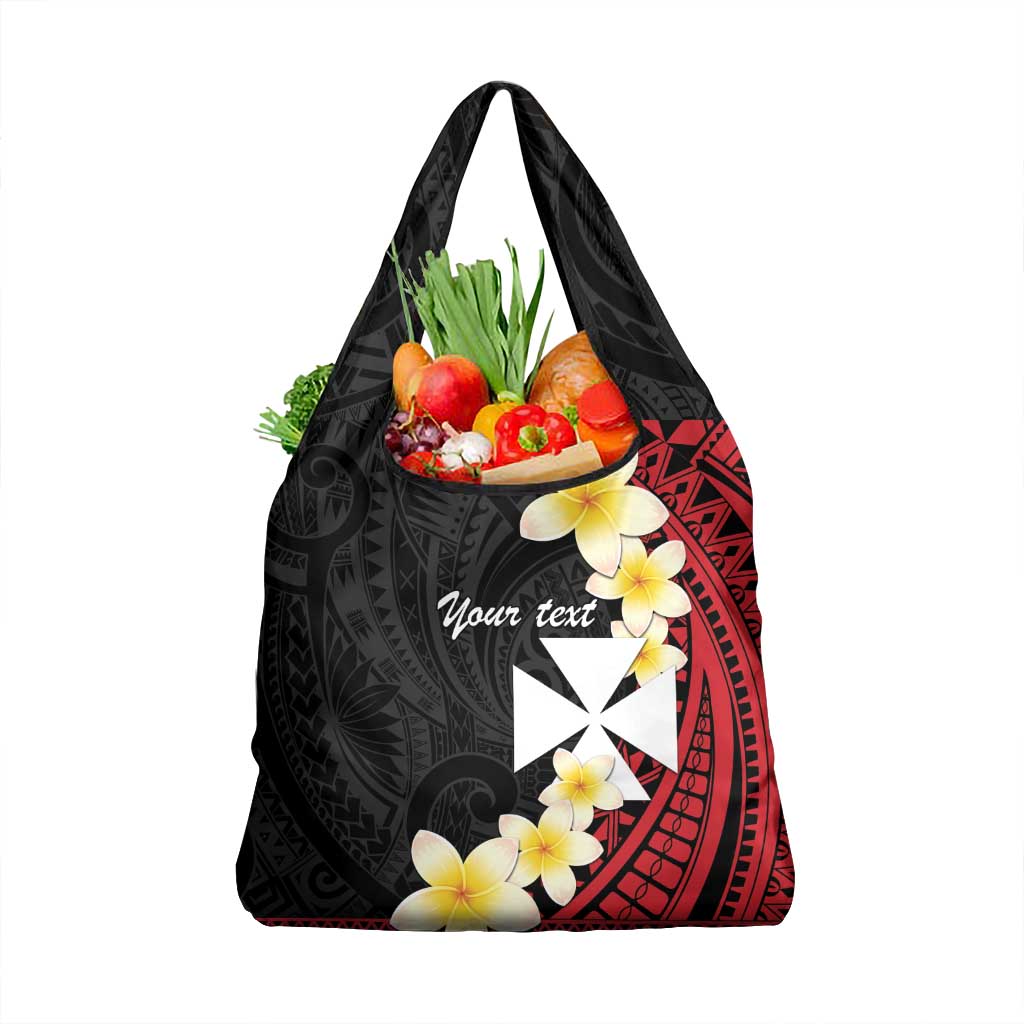 Uvea Chiefdom Wallis and Futuna Personalized Grocery Bag Frangipani Flowers Polynesian Pattern