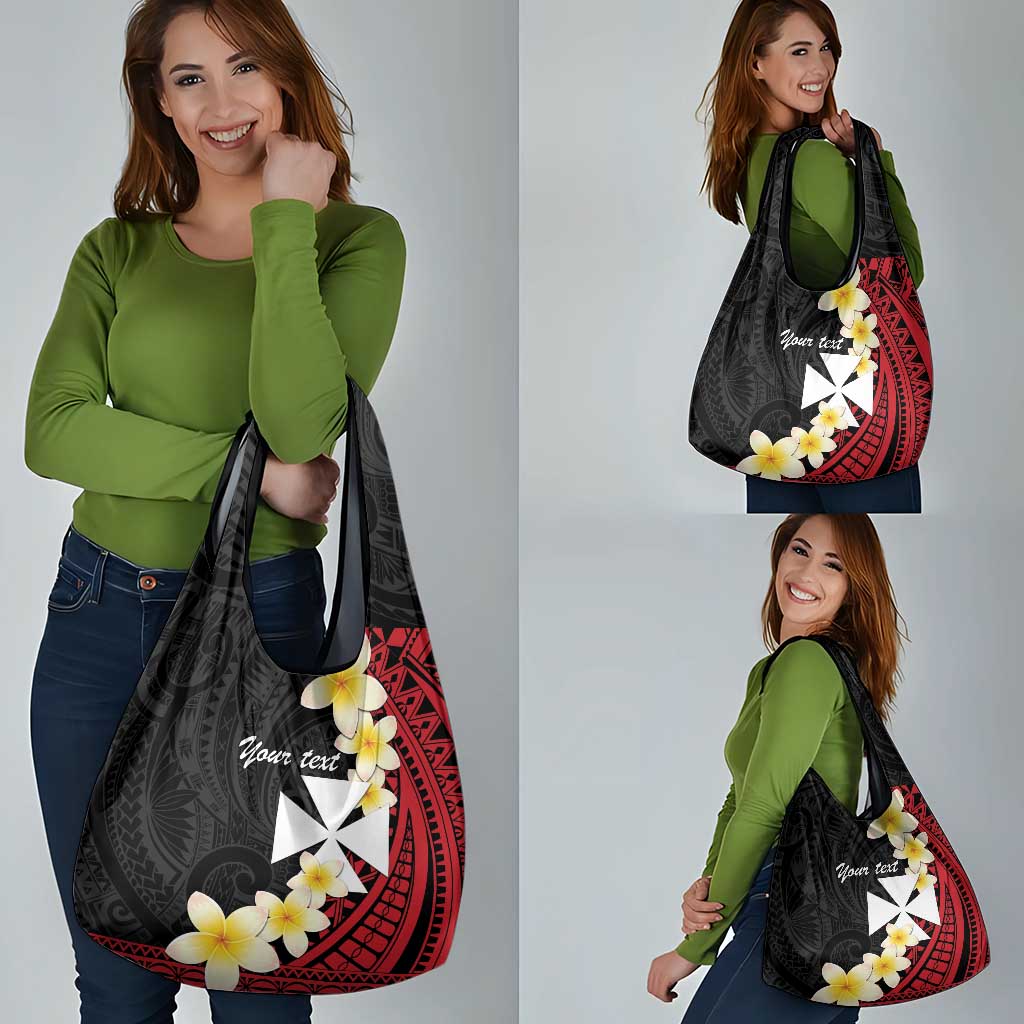Uvea Chiefdom Wallis and Futuna Personalized Grocery Bag Frangipani Flowers Polynesian Pattern