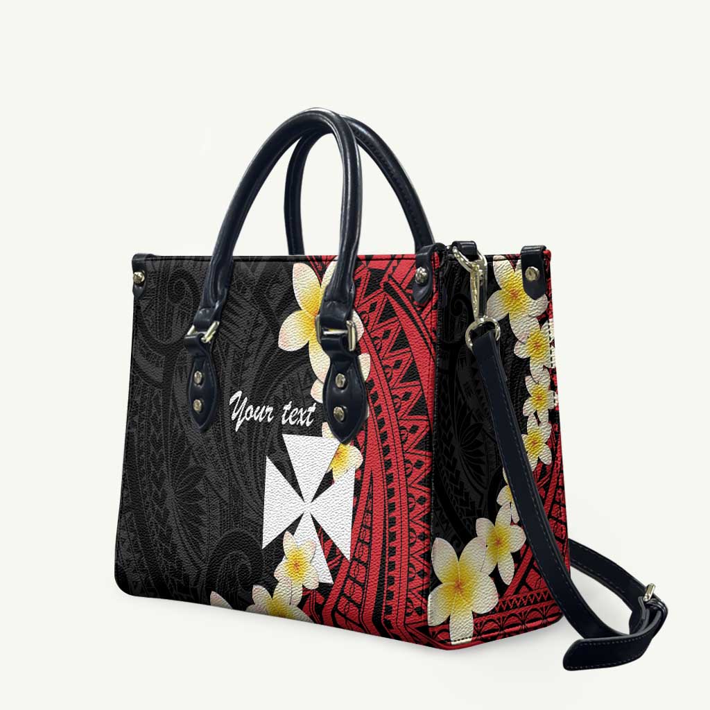Uvea Chiefdom Wallis and Futuna Personalized Leather Bag Frangipani Flowers Polynesian Pattern LT9 Red - Polynesian Pride