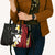 Uvea Chiefdom Wallis and Futuna Personalized Leather Bag Frangipani Flowers Polynesian Pattern - Polynesian Pride