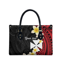 Uvea Chiefdom Wallis and Futuna Personalized Leather Bag Frangipani Flowers Polynesian Pattern - Polynesian Pride