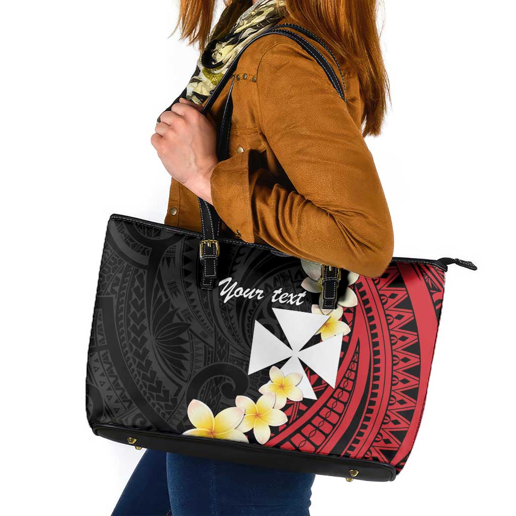 Uvea Chiefdom Wallis and Futuna Personalized Leather Tote Bag Frangipani Flowers Polynesian Pattern LT9 Red - Polynesian Pride