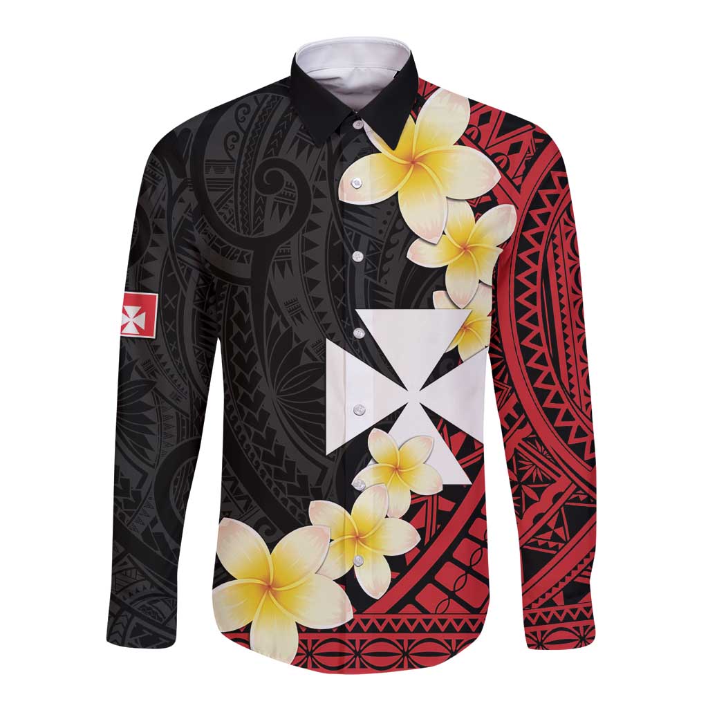 Uvea Chiefdom Wallis and Futuna Personalized Long Sleeve Button Shirt Frangipani Flowers Polynesian Pattern LT9 Unisex Red - Polynesian Pride