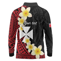 Uvea Chiefdom Wallis and Futuna Personalized Long Sleeve Polo Shirt Frangipani Flowers Polynesian Pattern