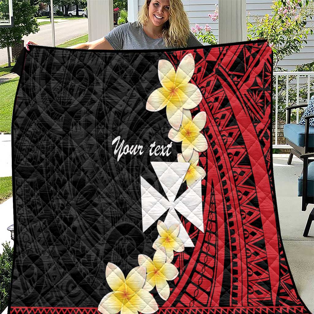 Uvea Chiefdom Wallis and Futuna Personalized Quilt Frangipani Flowers Polynesian Pattern LT9 Red - Polynesian Pride