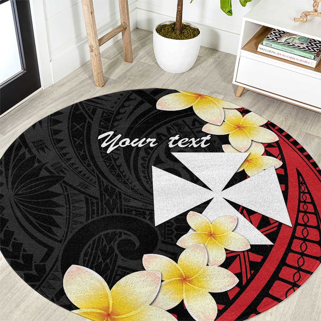 Uvea Chiefdom Wallis and Futuna Personalized Round Carpet Frangipani Flowers Polynesian Pattern LT9 Red - Polynesian Pride