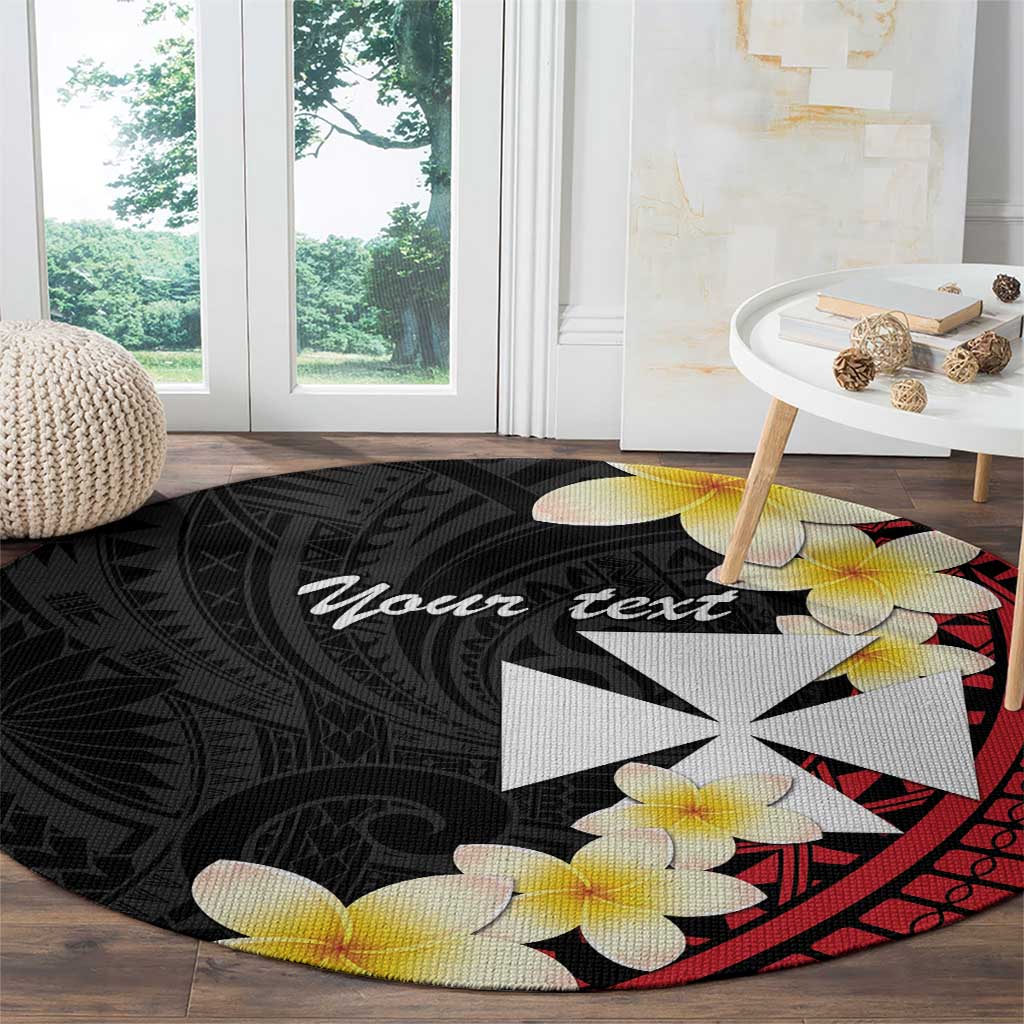Uvea Chiefdom Wallis and Futuna Personalized Round Carpet Frangipani Flowers Polynesian Pattern