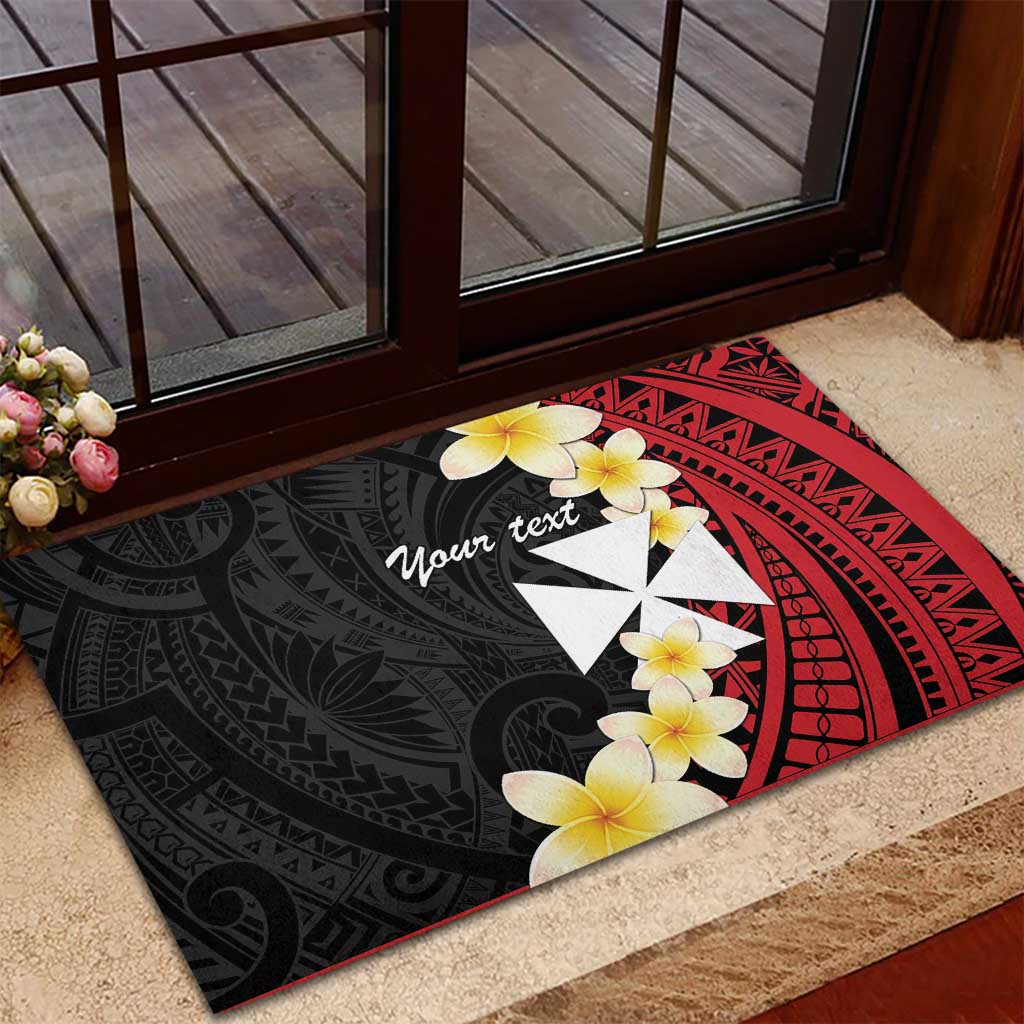 Uvea Chiefdom Wallis and Futuna Personalized Rubber Doormat Frangipani Flowers Polynesian Pattern