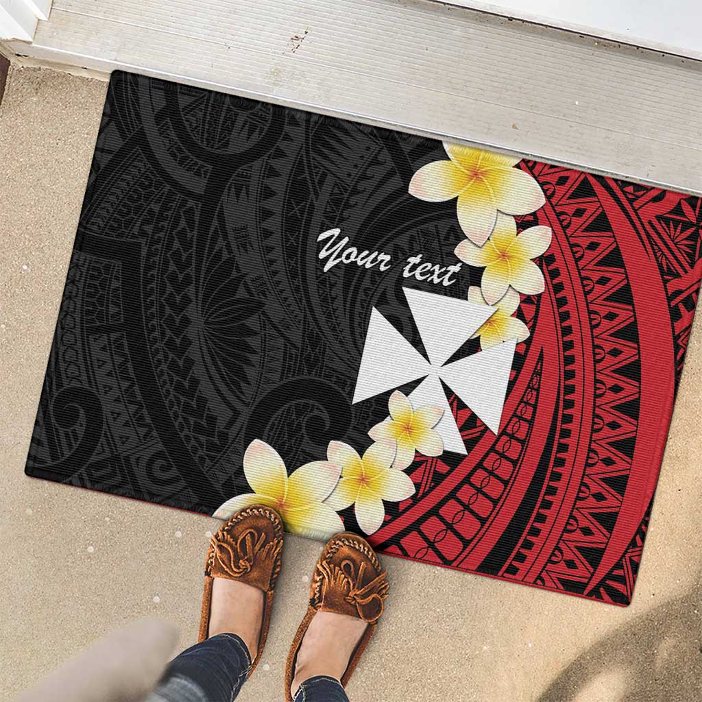 Uvea Chiefdom Wallis and Futuna Personalized Rubber Doormat Frangipani Flowers Polynesian Pattern