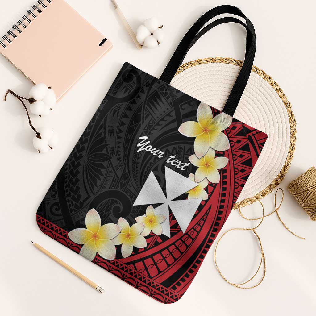 Uvea Chiefdom Wallis and Futuna Personalized Tote Bag Frangipani Flowers Polynesian Pattern LT9 Black Strap One Size Red - Polynesian Pride