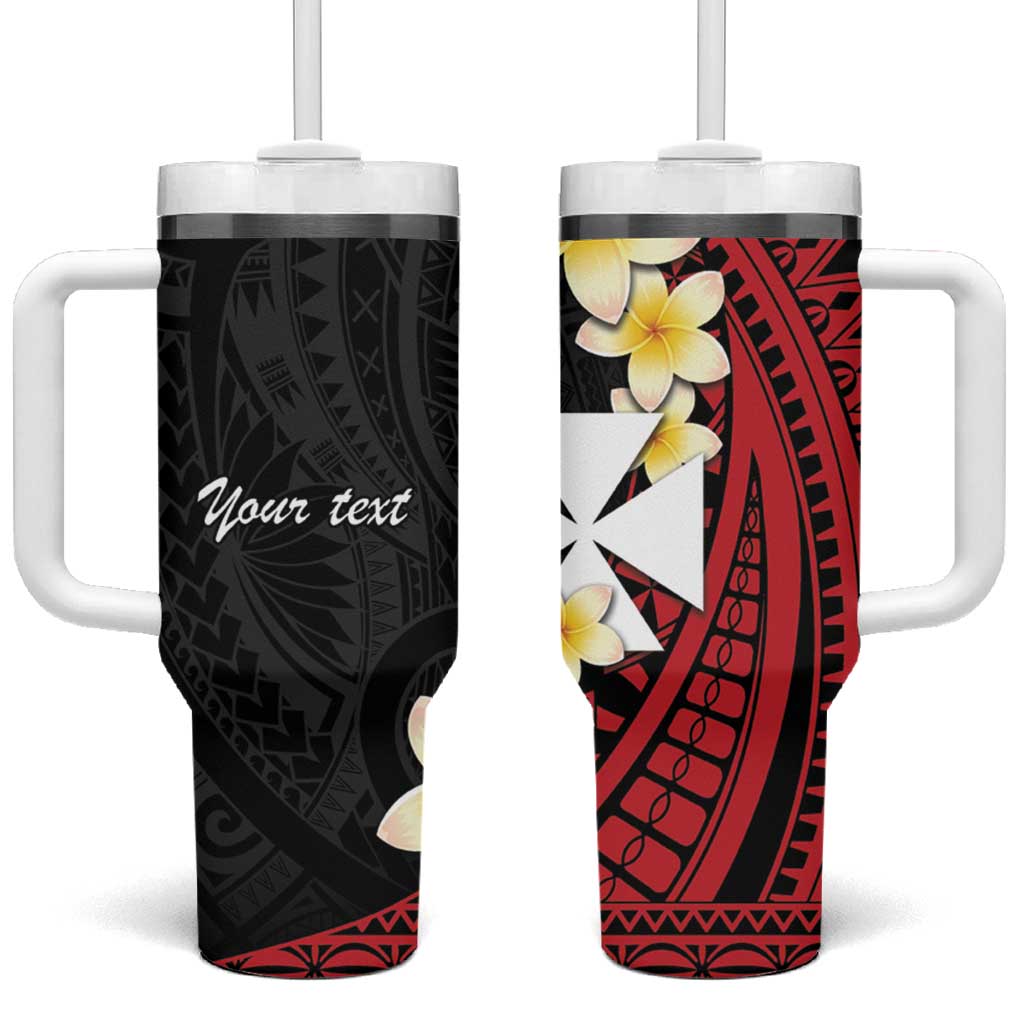 Uvea Chiefdom Wallis and Futuna Personalized Tumbler With Handle Frangipani Flowers Polynesian Pattern