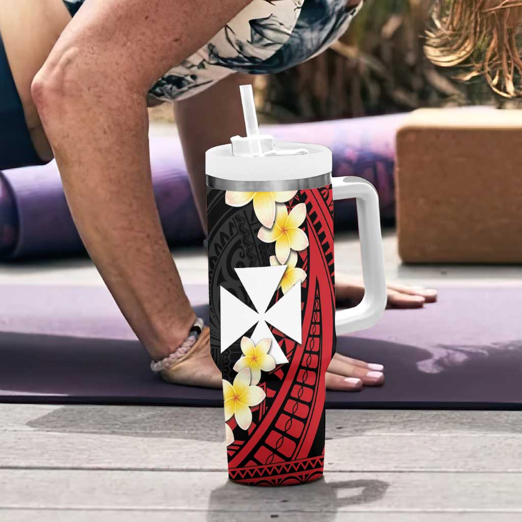 Uvea Chiefdom Wallis and Futuna Personalized Tumbler With Handle Frangipani Flowers Polynesian Pattern
