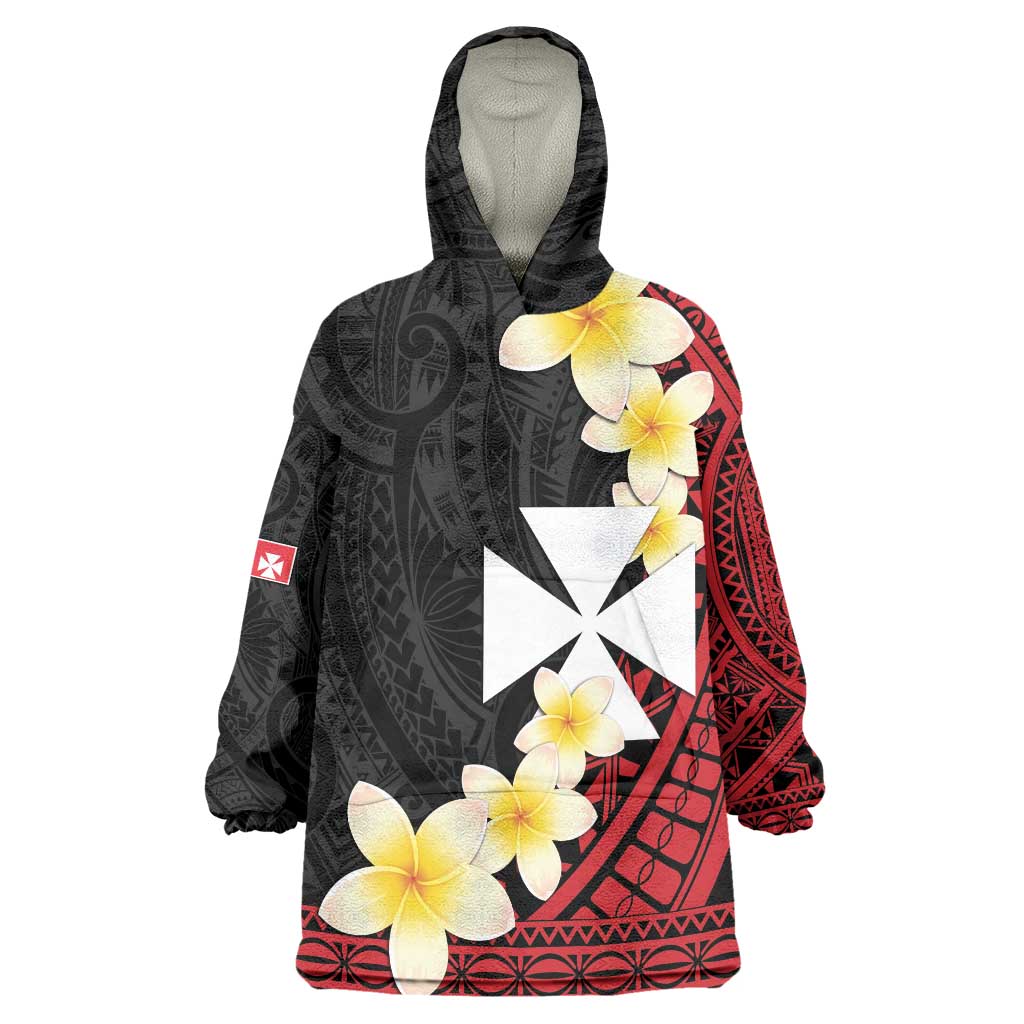 Uvea Chiefdom Wallis and Futuna Personalized Wearable Blanket Hoodie Frangipani Flowers Polynesian Pattern LT9 One Size Red - Polynesian Pride