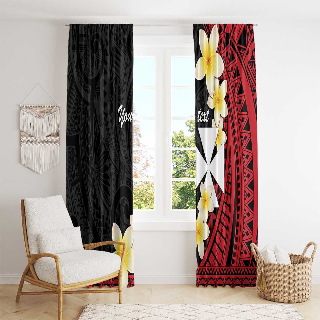 Uvea Chiefdom Wallis and Futuna Personalized Window Curtain Frangipani Flowers Polynesian Pattern