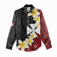 Uvea Chiefdom Wallis and Futuna Personalized Women Casual Shirt Frangipani Flowers Polynesian Pattern