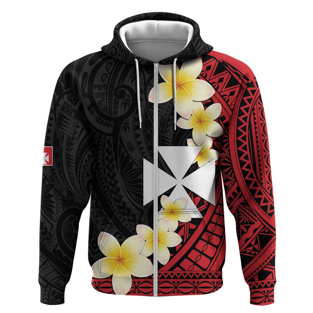 Uvea Chiefdom Wallis and Futuna Personalized Zip Hoodie Frangipani Flowers Polynesian Pattern LT9 Zip Hoodie Red - Polynesian Pride